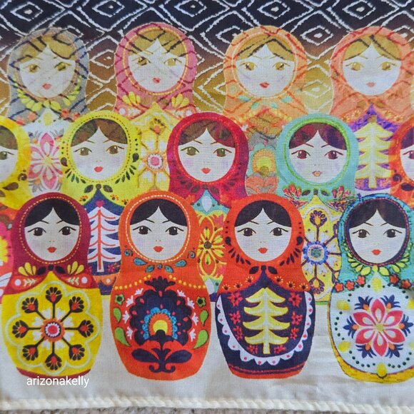 NWOT Johnny Was Silk Scarf Matroyshka Nesting Dolls #9 - Picture 4 of 10